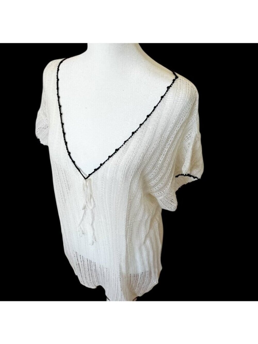 Minnie Rose Womens Sz XL Sheer Crochet Top Boho Fairy Cottagecore Layering Piece - Picture 4 of 11